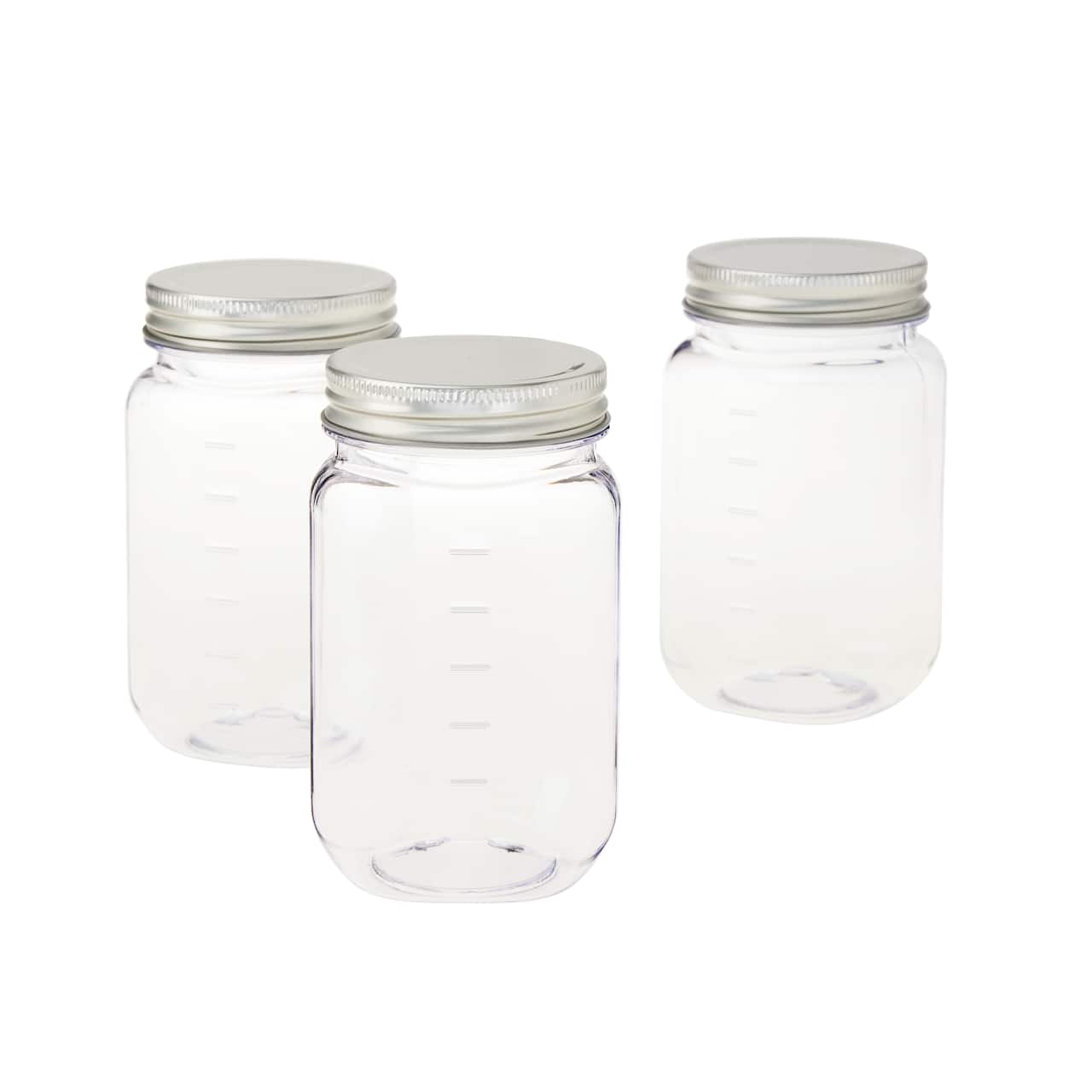 9 Packs: 3 ct. (27 total) 16oz. Plastic Mason Jars by Makery®